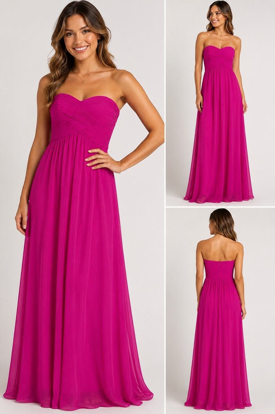 NEW Lauren Ralph Lauren Strapless Chiffon Maxi Dress Size 6 Tropic Pink Ruched